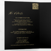 ミニマモダンリスト写真ウェディングrsvp詳細ブラック 三つ折り招待状 (内部最初)