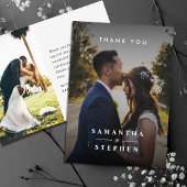 ミニマモダンリスト写真カスタム文字結婚の サンキューカード