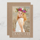 ミニマモダンリスト写真クラフト卒業 案内状 (正面/裏面)