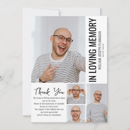 ミニマモダンリスト写真コラージュ記念 サンキューカード (正面)