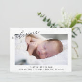 ミニマモダンリスト写真コラージュ誕生のお知らせ 案内状 (スタンド正面)