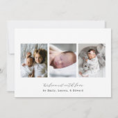 ミニマモダンリスト写真コラージュ誕生のお知らせ 案内状 (裏面)