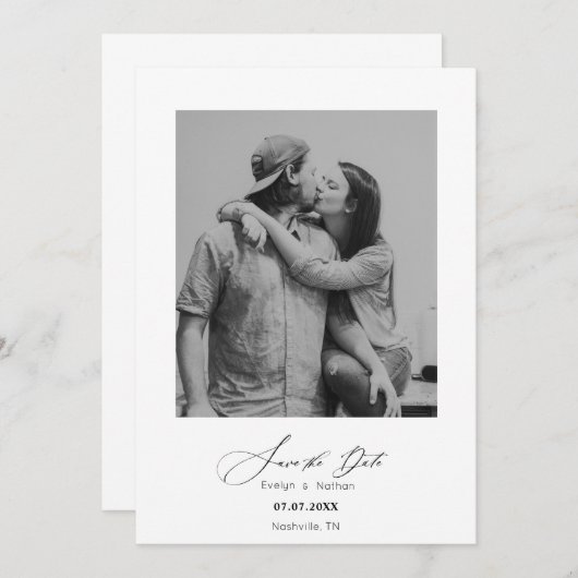 ミニマモダンリスト写真デザイン日付の保存 (正面/裏面)