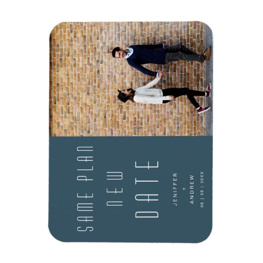 ミニマモダンリスト写真ニュー結婚ズの日付 マグネット (縦)