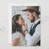 ミニマモダンリスト写真ネイビーブルー結婚スクリプト 招待状 (裏面)