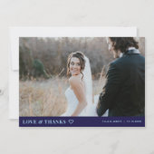 ミニマモダンリスト写真ネイビーブルー結婚ズ サンキューカード (正面)