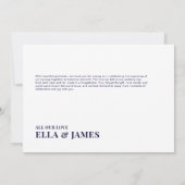 ミニマモダンリスト写真ネイビーブルー結婚ズ サンキューカード (裏面)