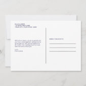 ミニマモダンリスト写真ネイビーブルー結婚ズ サンキューカード (裏面)