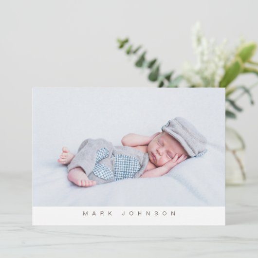 ミニマモダンリスト写真バプテスマパーティの招待状 招待状 (スタンド正面)