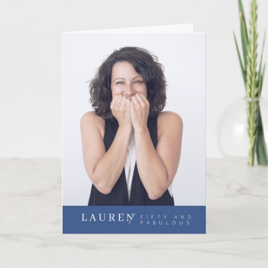 ミニマモダンリスト写真フィフティ&素晴らしい誕生日 カード (正面)
