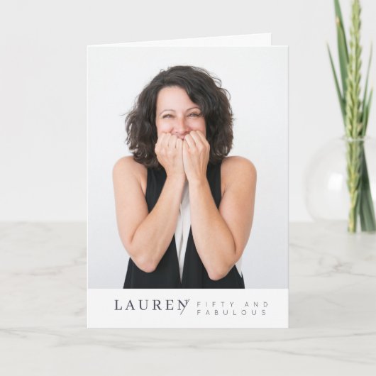 ミニマモダンリスト写真フィフティ&素晴らしい誕生日 カード (正面)