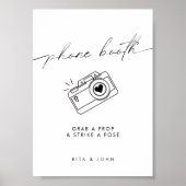 ミニマモダンリスト写真ブ結婚ースのサイン ポスター (正面)