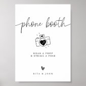 ミニマモダンリスト写真ブ結婚ースのサイン ポスター (正面)