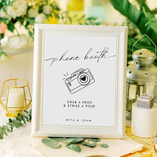 ミニマモダンリスト写真ブ結婚ースのサイン ポスター