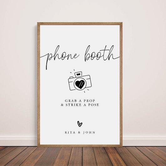 ミニマモダンリスト写真ブ結婚ースのサイン ポスター