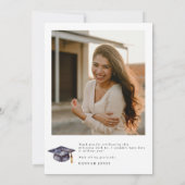 ミニマモダンリスト写真卒業サンキューカード 招待状 (裏面)