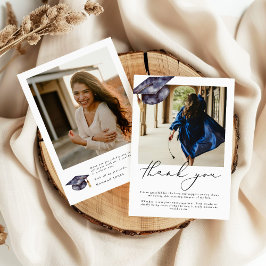 ミニマモダンリスト写真卒業サンキューカード 招待状