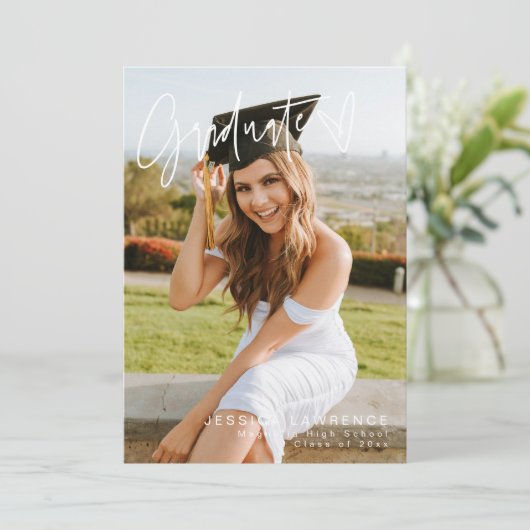 ミニマモダンリスト写真卒業パーティー招待状 招待状 (スタンド正面)