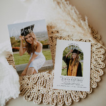 ミニマモダンリスト写真卒業パーティー招待状