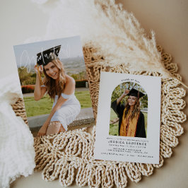 ミニマモダンリスト写真卒業パーティー招待状 招待状