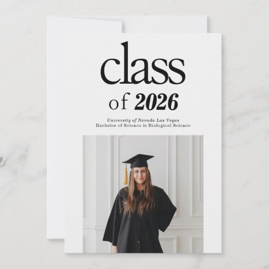 ミニマモダンリスト写真卒業パーティー 招待状 (正面)