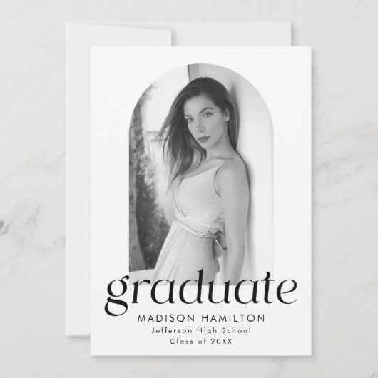 ミニマモダンリスト写真卒業パーティー 招待状 (正面)