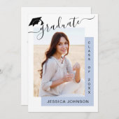 ミニマモダンリスト写真卒業パーティー 招待状 (正面/裏面)