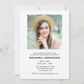 ミニマモダンリスト写真卒業パーティー 招待状 (裏面)