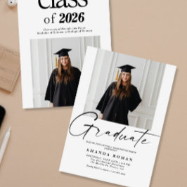 ミニマモダンリスト写真卒業パーティー 招待状