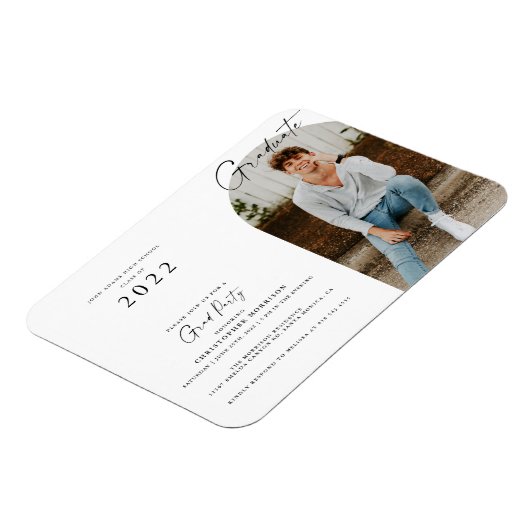 ミニマモダンリスト写真卒業招待状 マグネット (左側)