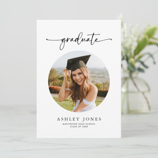 ミニマモダンリスト写真卒業招待状 招待状 (スタンド正面)