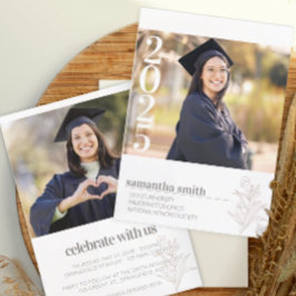 ミニマモダンリスト写真卒業 招待状