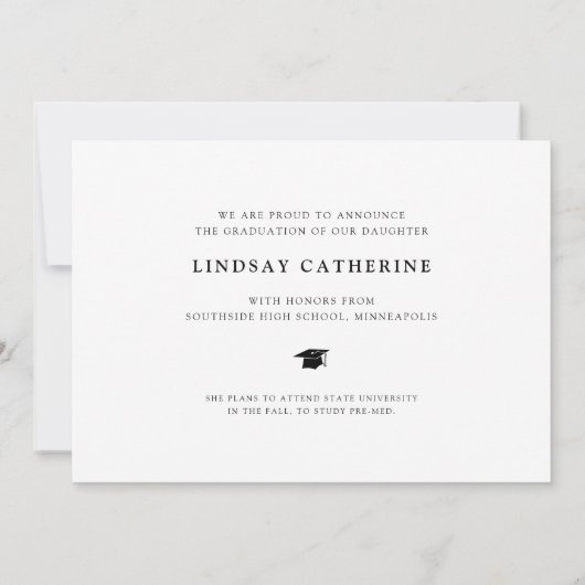 ミニマモダンリスト写真卒業 案内状 (裏面)