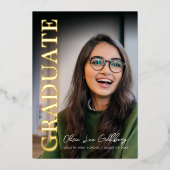 ミニマモダンリスト写真卒業 箔招待状 (正面)