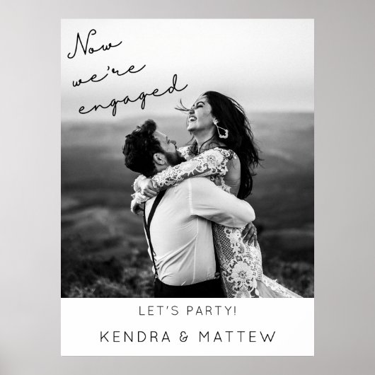 ミニマモダンリスト写真婚約パーティへようこそ ポスター (正面)