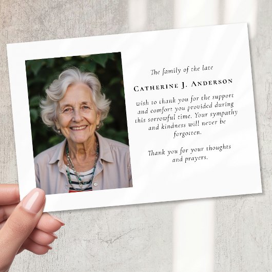 ミニマモダンリスト写真悔やみや弔慰葬儀 サンキューカード