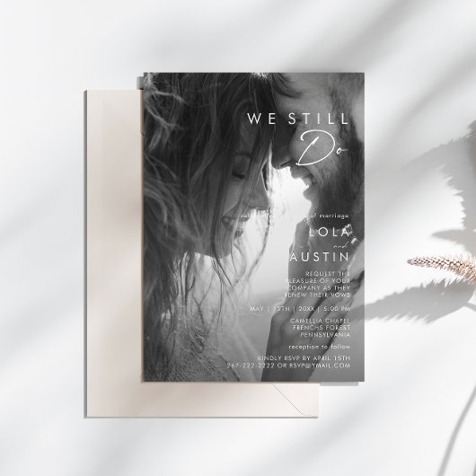 ミニマモダンリスト写真我々はまだ誓いを更新する 招待状