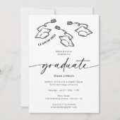 ミニマモダンリスト写真手描き帽子の卒業 招待状 (正面)