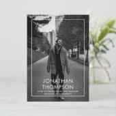 ミニマモダンリスト写真白黒卒業 案内状 (スタンド正面)