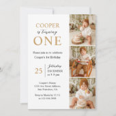 ミニマモダンリスト写真第1誕生日 招待状 (正面)