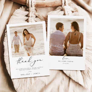 ミニマモダンリスト写真結婚のサンキューカード 招待状