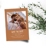 ミニマモダンリスト写真結婚のテラコッタ セーブザデート<br><div class="desc">ミニマモダンリスト写真結婚式ボホテラコッタブラウンで日付を保存</div>