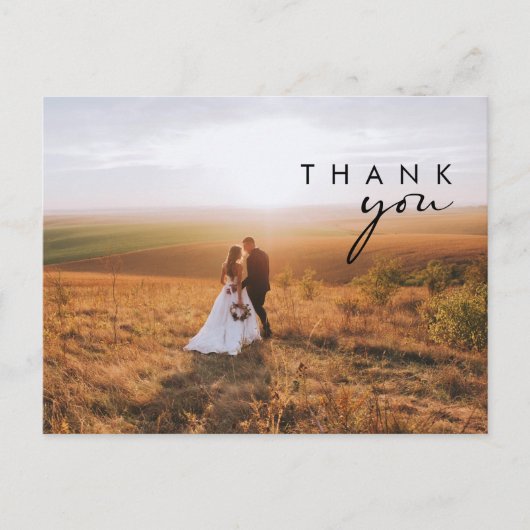 ミニマモダンリスト写真結婚の感謝ポストカード ポストカード (正面)