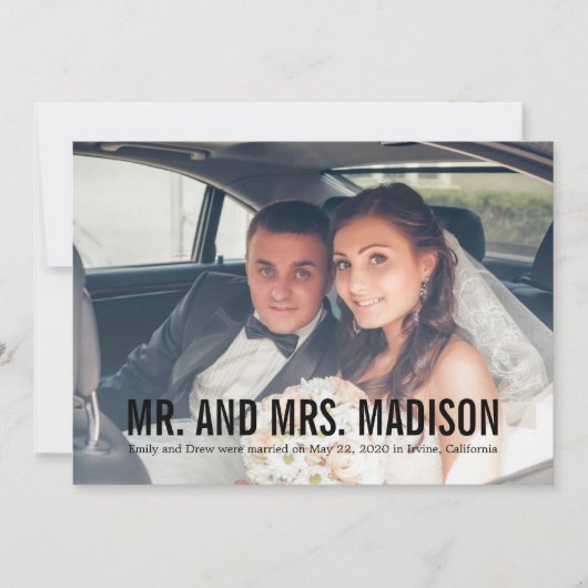 ミニマモダンリスト写真結婚の発表 サンキューカード (正面)