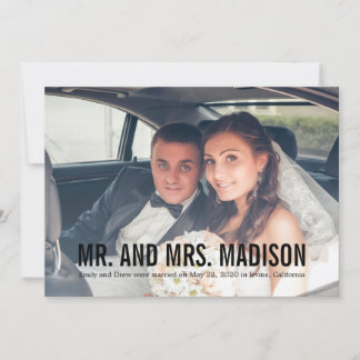 ミニマモダンリスト写真結婚の発表 サンキューカード