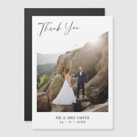 ミニマモダンリスト写真結婚の皆様 マグネット招待状 (正面/裏面)