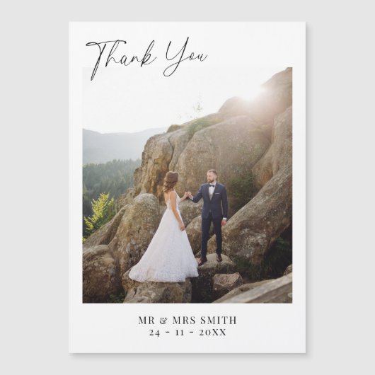 ミニマモダンリスト写真結婚の皆様 マグネット招待状 (正面)