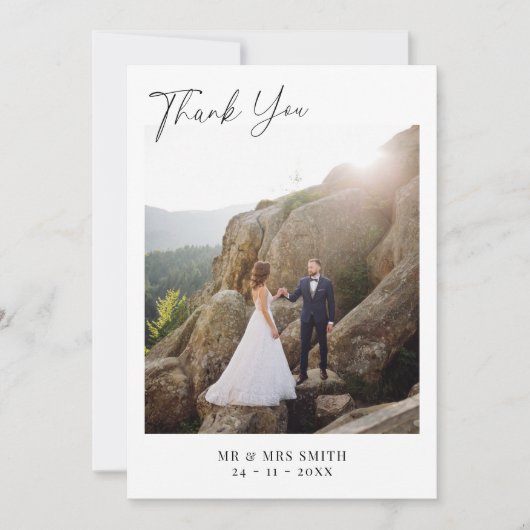 ミニマモダンリスト写真結婚の サンキューカード (正面)