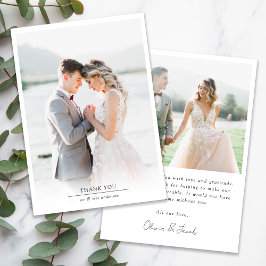 ミニマモダンリスト写真結婚の サンキューカード