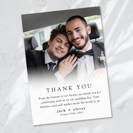 ミニマモダンリスト写真結婚の サンキューカード